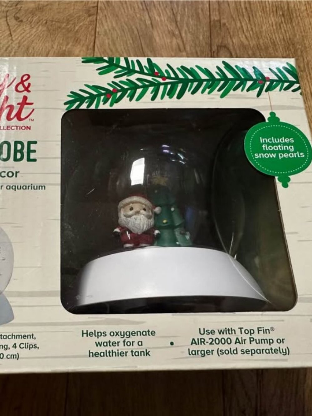 Merry & Bright Snow Globe Christmas Aeration Decor, Aquarium/Fish Tank decor NIB